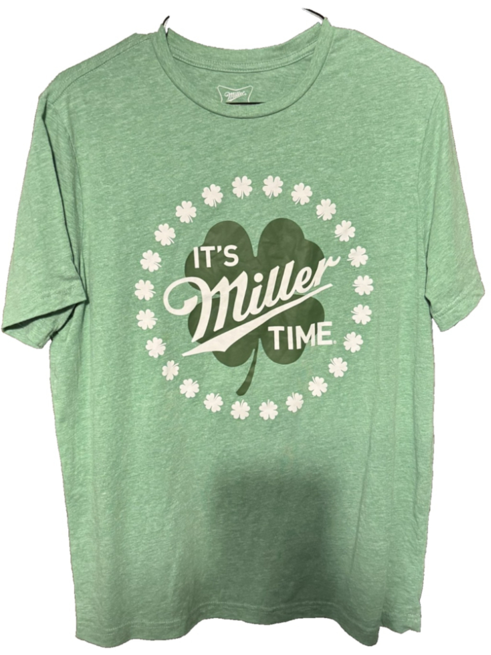 Miller Lite Beer Green Vintage Logo Tee Shirt Men Sz L